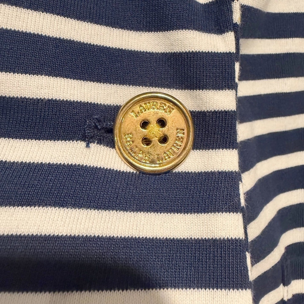 Lauren Ralph Lauren Striped Blazer Womens L Navy White Jacket Preppy Nautical - Picture 4 of 11